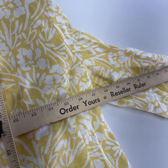 Skies‎ Are Blue Blazer Womens Small Yellow Linen Blend Lightweight Floral Jacket - Picture 7 of 9